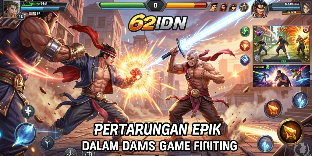 Tangkapan layar menampilkan pertarungan intens dalam game Fighting 62IDN.