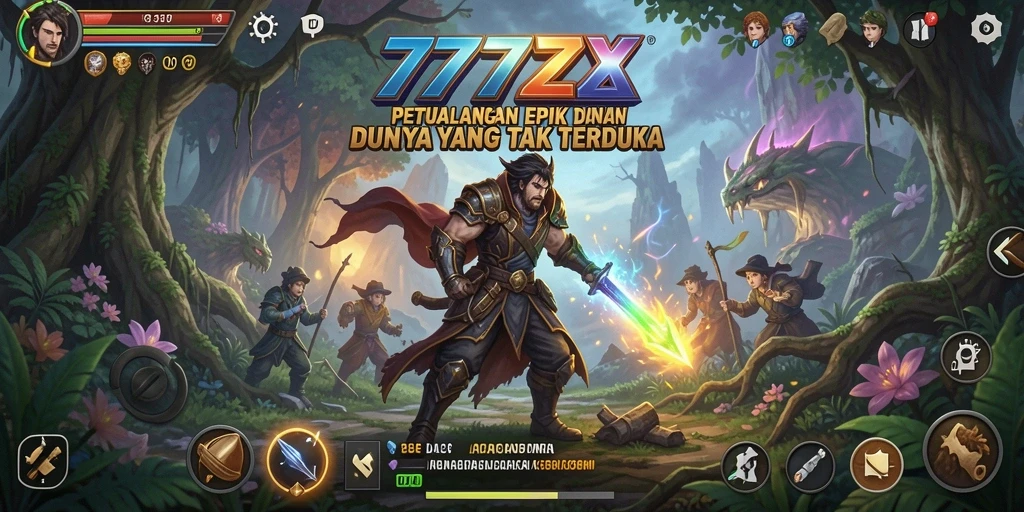 Tampilan gameplay 777ZX yang menampilkan aksi petualangan yang seru.