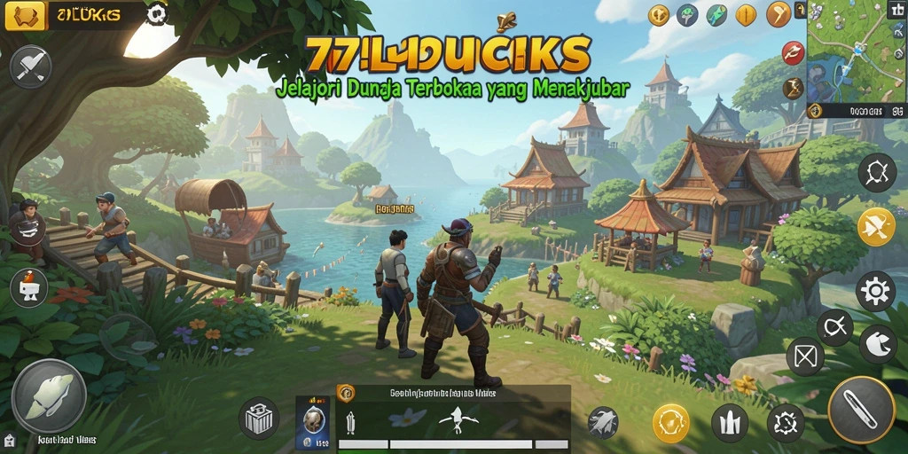 Tampilan gameplay 77LUCKS yang menakjubkan dalam dunia terbuka.