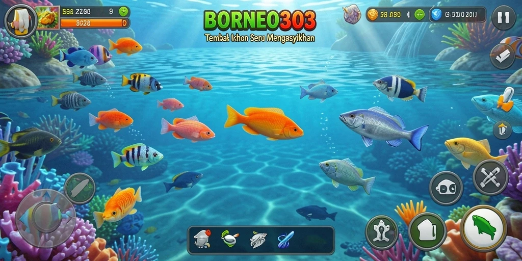 Screenshot dari gameplay seru Tembak Ikan di BORNEO303.