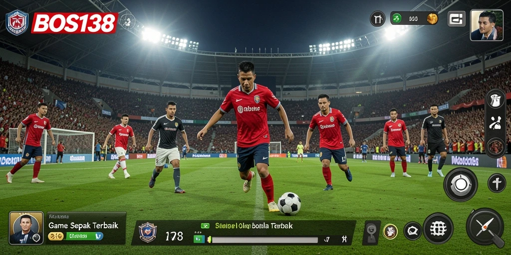 Tampilan utama gameplay sepak bola dari BOS138 yang mendebarkan.