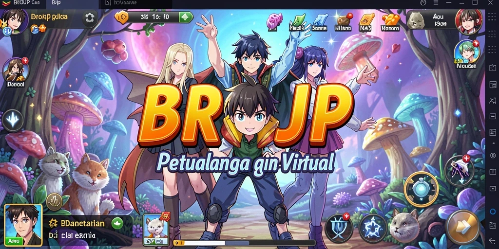 Tampilan gameplay BROJP dengan karakter anime yang dinamis dan grafik menawan.
