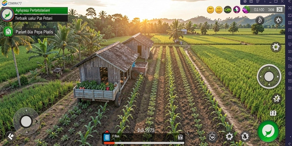 Tangkapan layar CEMARA77 menampilkan pemandangan pertanian yang indah dan gameplay seru.