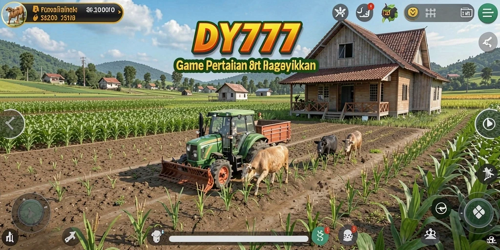 Tampilan gameplay menarik di DY777 dengan aktivitas pertanian yang seru.