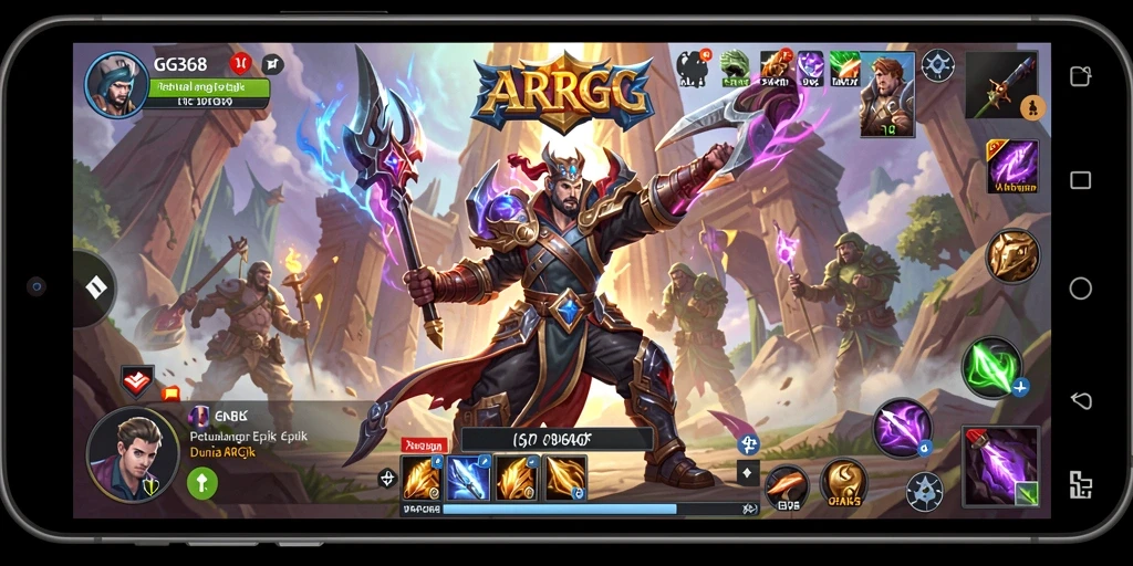 Screenshot utama gameplay GG368 menampilkan pertarungan epik di dunia ARPG.
