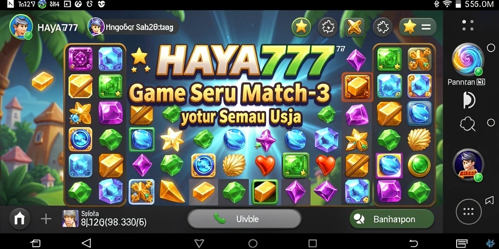 Screenshot gameplay HAYA777 yang menampilkan tantangan Match-3 yang seru.