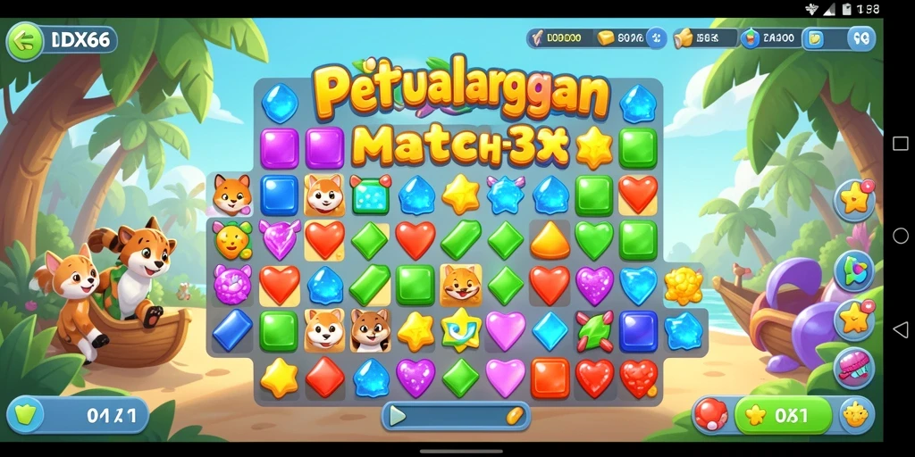 Tampilan gameplay seru IDX66 dalam genre Match-3.