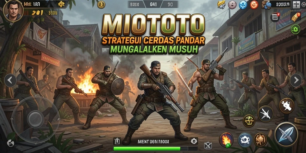 Tangkapan layar gameplay MIOTOTO dengan aksi strategi intens.