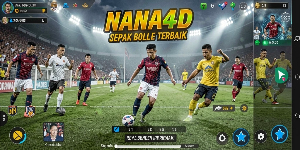 Tampilan gameplay NANA4D dengan aksi sepak bola yang mendebarkan.
