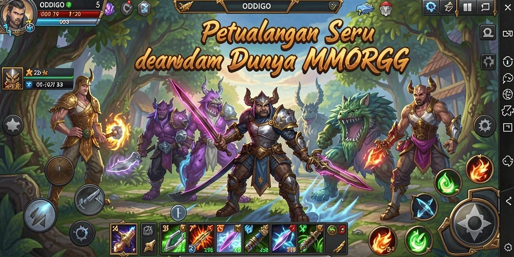 Gameplay ODDIGO dalam dunia MMORPG yang menegangkan dan seru.
