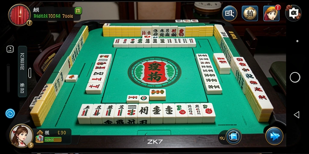 Screenshot ZK7 menampilkan gameplay Mahjong yang seru dan menarik.